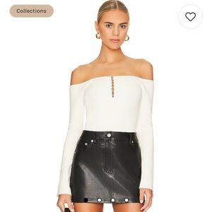 NWT Helmut Lang Eyelet Off The Shoulder Rib Knit Sweater